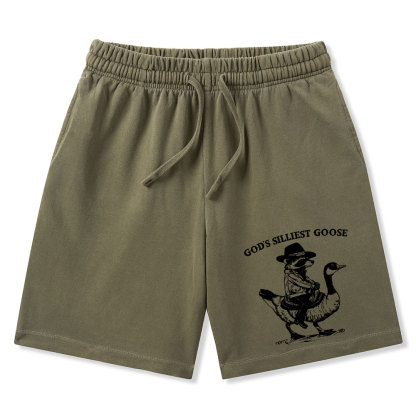 God's Silliest Goose Christian Washed Shorts