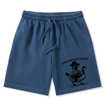 God's Silliest Goose Christian Washed Shorts