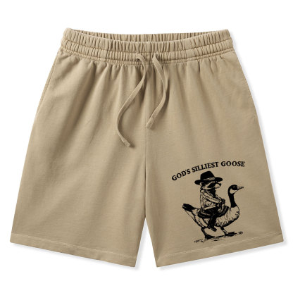 God's Silliest Goose Christian Washed Shorts