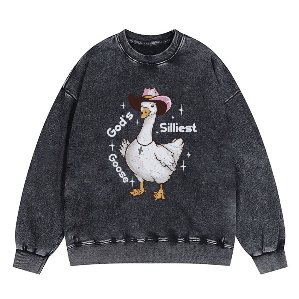 God's Silliest Goose Christian Washed Sweatshirt