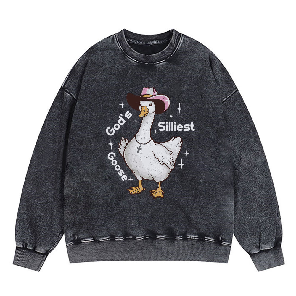 God's Silliest Goose Christian Washed Sweatshirt