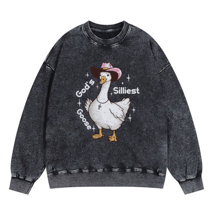 God's Silliest Goose Christian Washed Sweatshirt