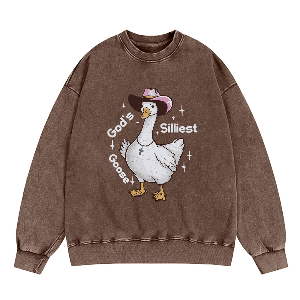 God's Silliest Goose Christian Washed Sweatshirt