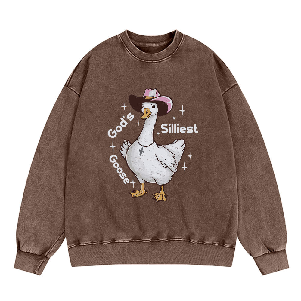God's Silliest Goose Christian Washed Sweatshirt