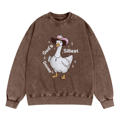 God's Silliest Goose Christian Washed Sweatshirt