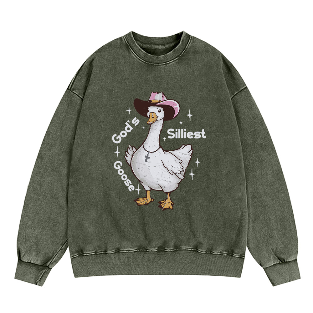 God's Silliest Goose Christian Washed Sweatshirt