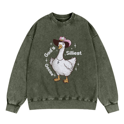 God's Silliest Goose Christian Washed Sweatshirt