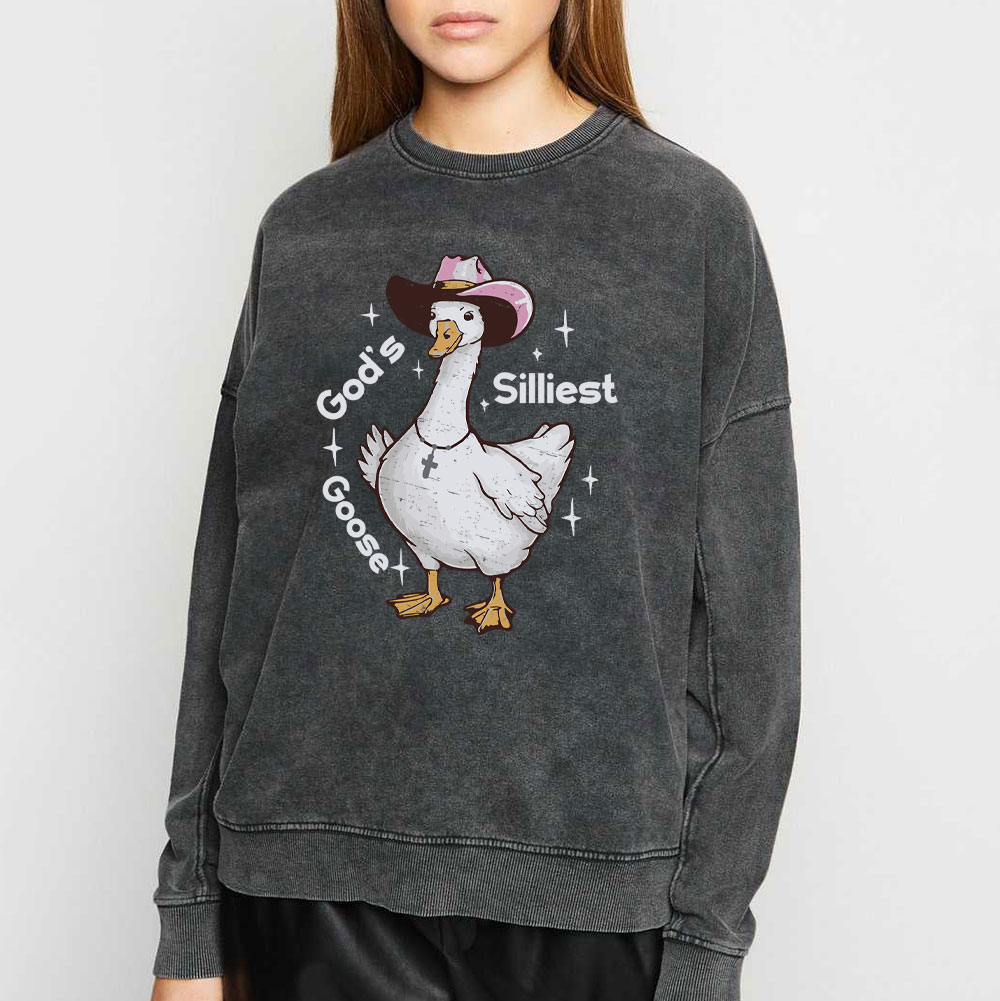 God's Silliest Goose Christian Washed Sweatshirt