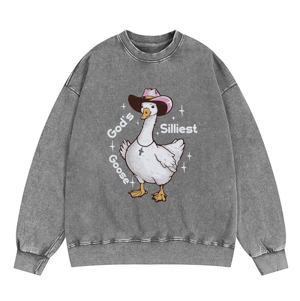 God's Silliest Goose Christian Washed Sweatshirt