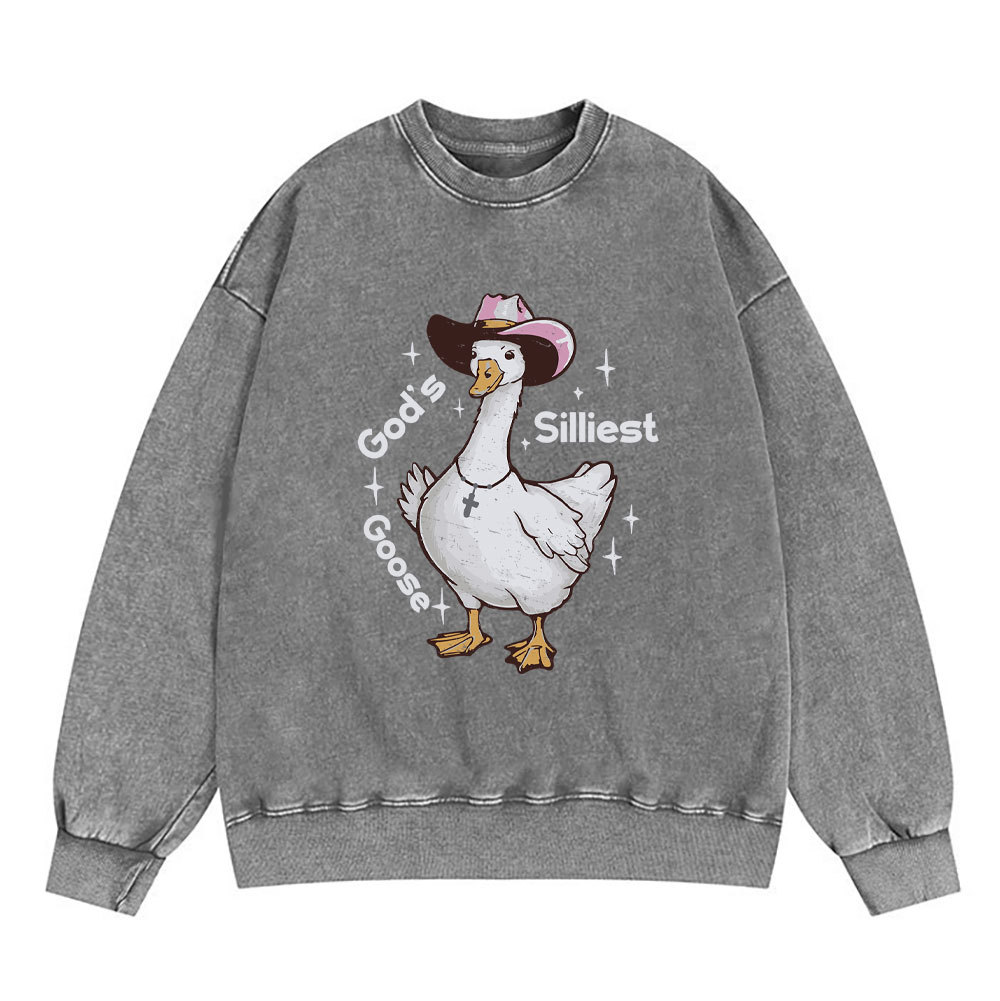 God's Silliest Goose Christian Washed Sweatshirt