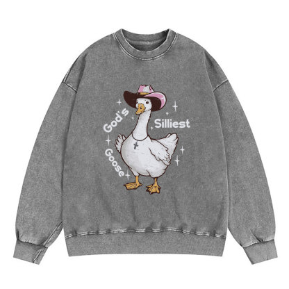 God's Silliest Goose Christian Washed Sweatshirt