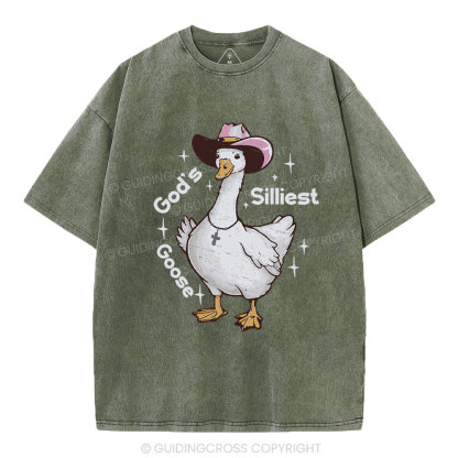 God's Silliest Goose Christian Washed T-Shirt