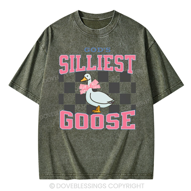 God's Silliest Goose Christian Washed T-Shirt Sale - GuidingCross