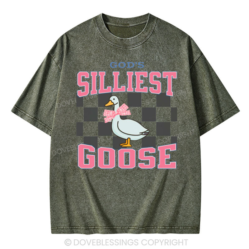 God's Silliest Goose Christian Washed T-Shirt Sale - GuidingCross