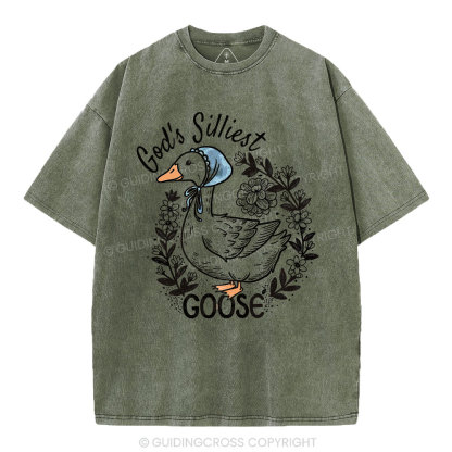 God‘s Silliest Goose Christian Washed T-Shirt