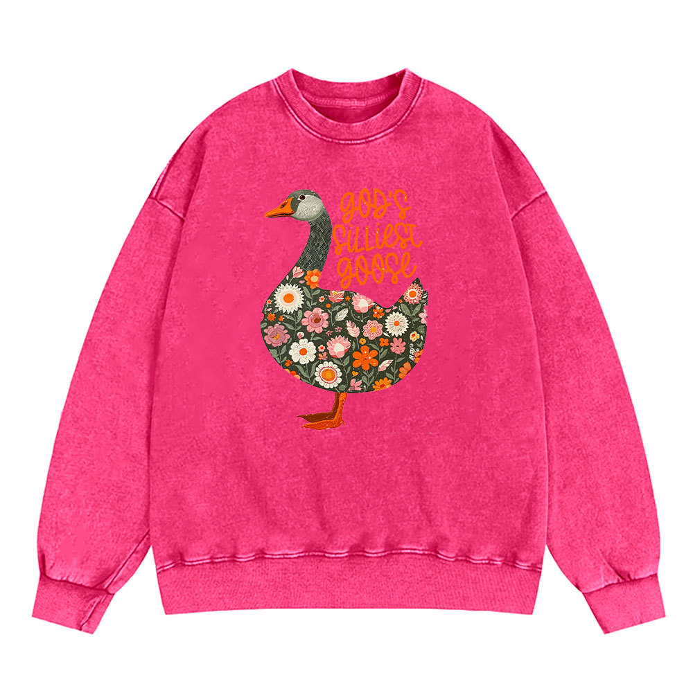 God's Silliest Goose Floral Christian Washed Sweatshirt