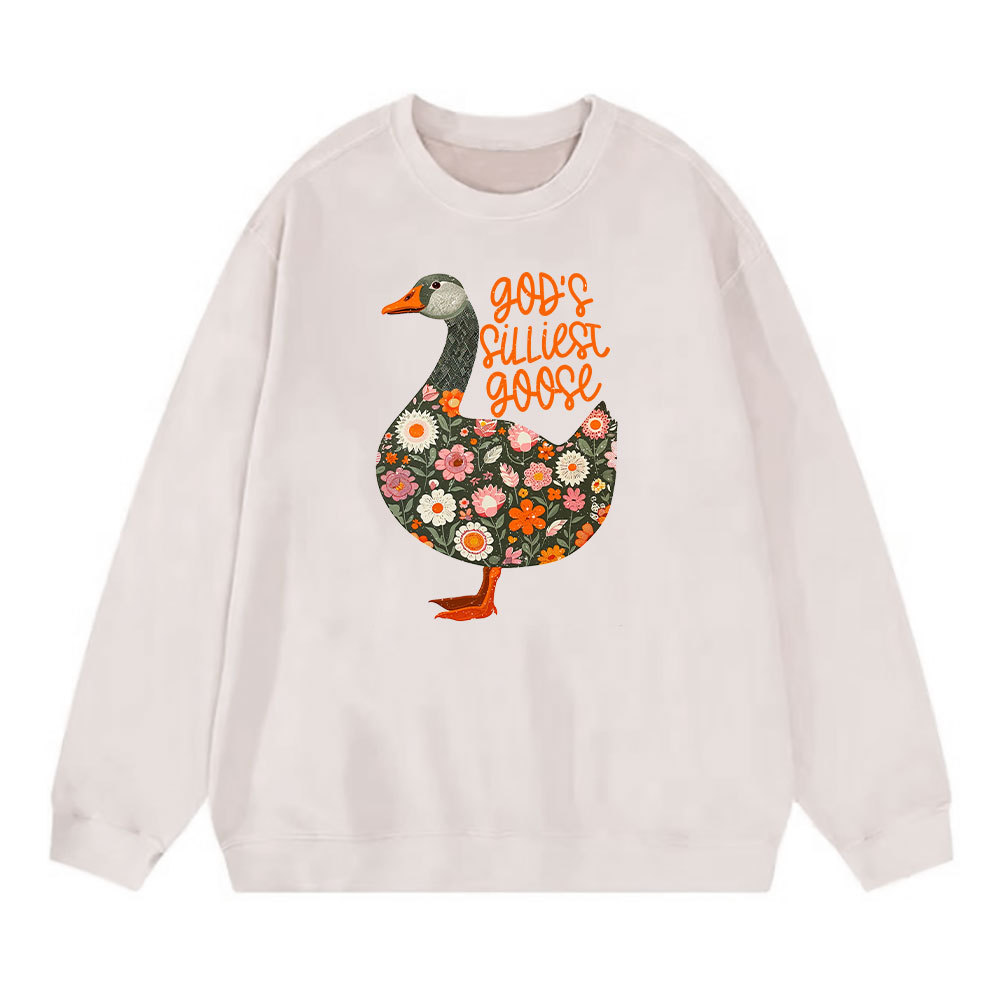 God's Silliest Goose Floral Christian Washed Sweatshirt