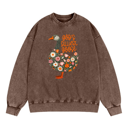 God's Silliest Goose Floral Christian Washed Sweatshirt