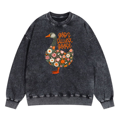 God's Silliest Goose Floral Christian Washed Sweatshirt