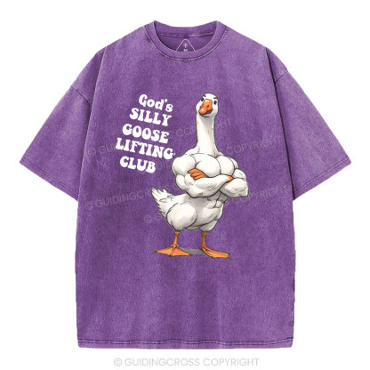 God's Silly Goose Lifiting Club Christian Washed T-Shirt