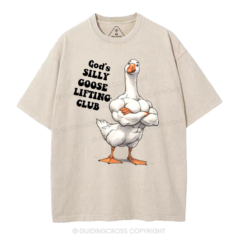 God's Silly Goose Lifiting Club Christian Washed T-Shirt