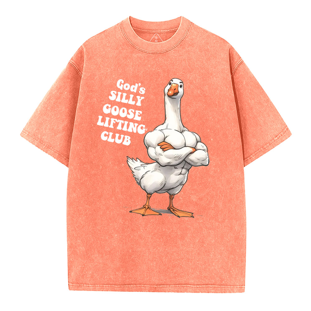God's Silly Goose Lifiting Club Christian Washed T-Shirt