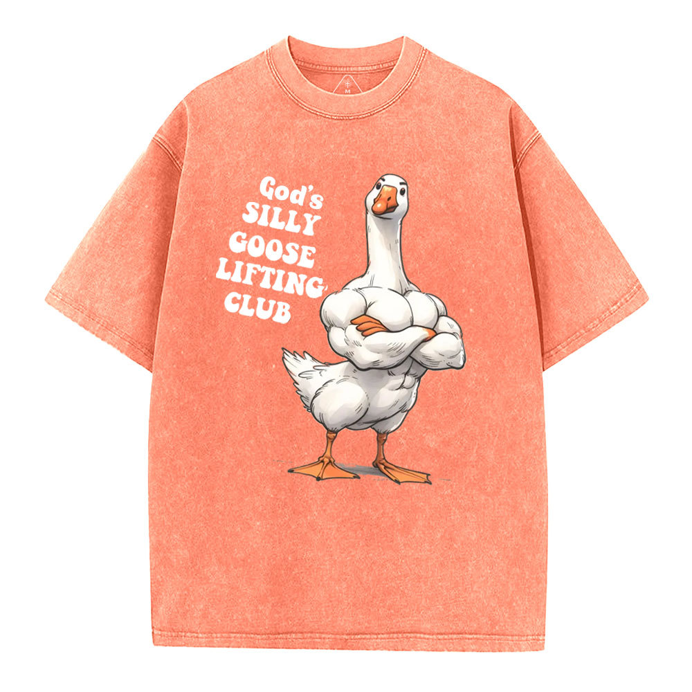 God's Silly Goose Lifiting Club Christian Washed T-Shirt