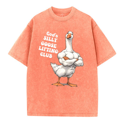 God's Silly Goose Lifiting Club Christian Washed T-Shirt