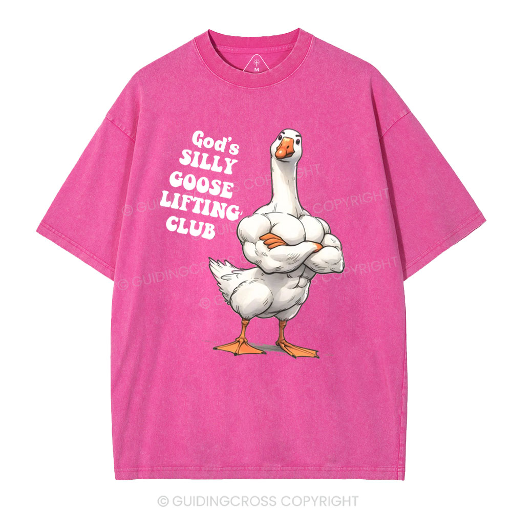 God's Silly Goose Lifiting Club Christian Washed T-Shirt