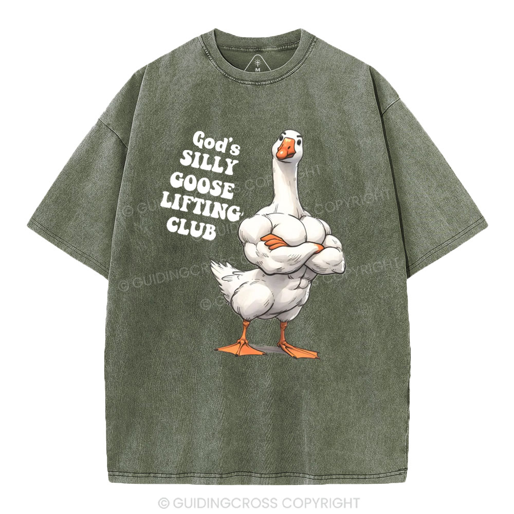 God's Silly Goose Lifiting Club Christian Washed T-Shirt