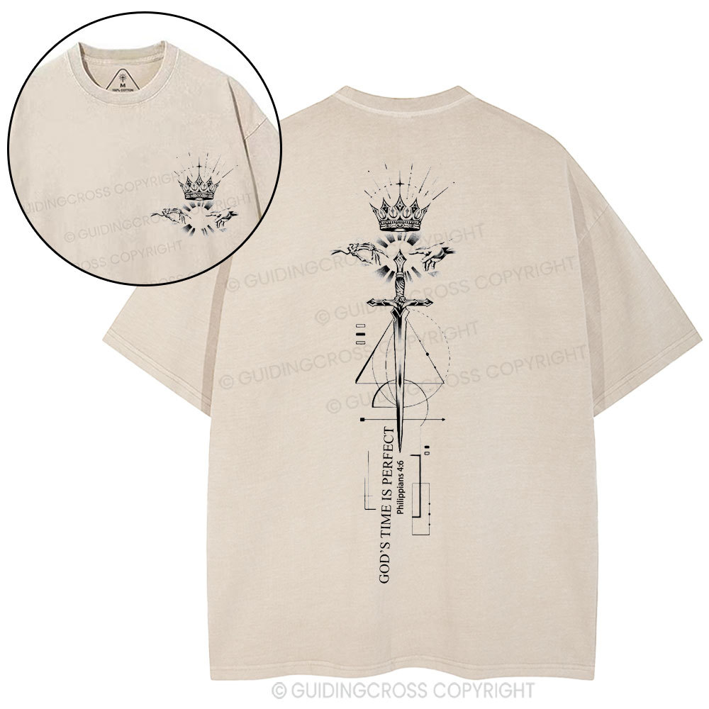 God's Time Is Perfect Christian Washed T-Shirt