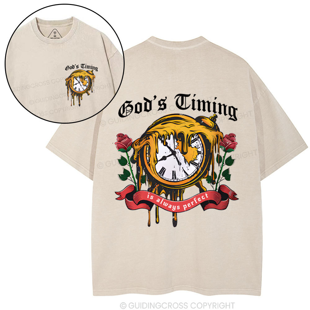 God's Timing Chrsitian Washed T-Shirt 