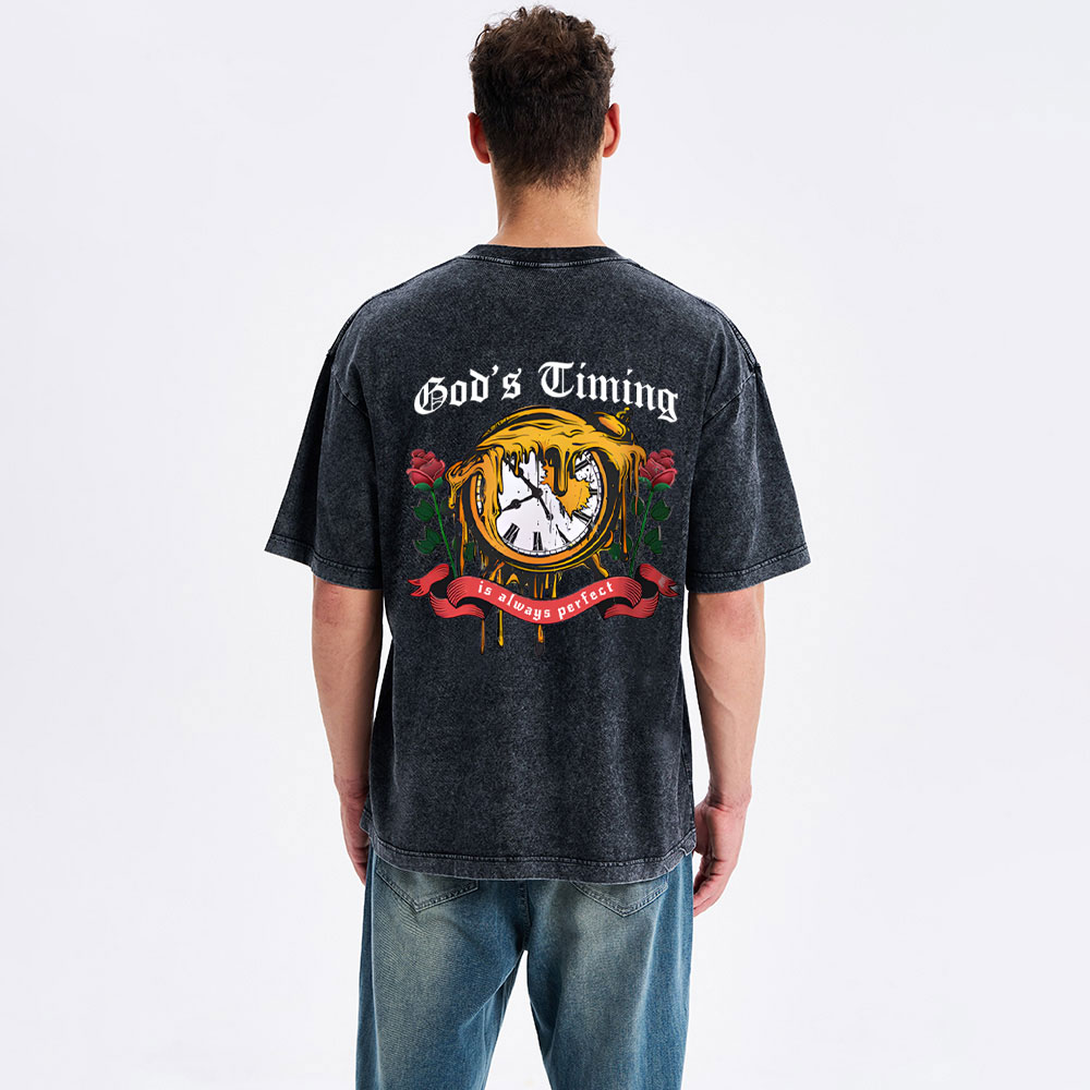 God's Timing Chrsitian Washed T-Shirt 