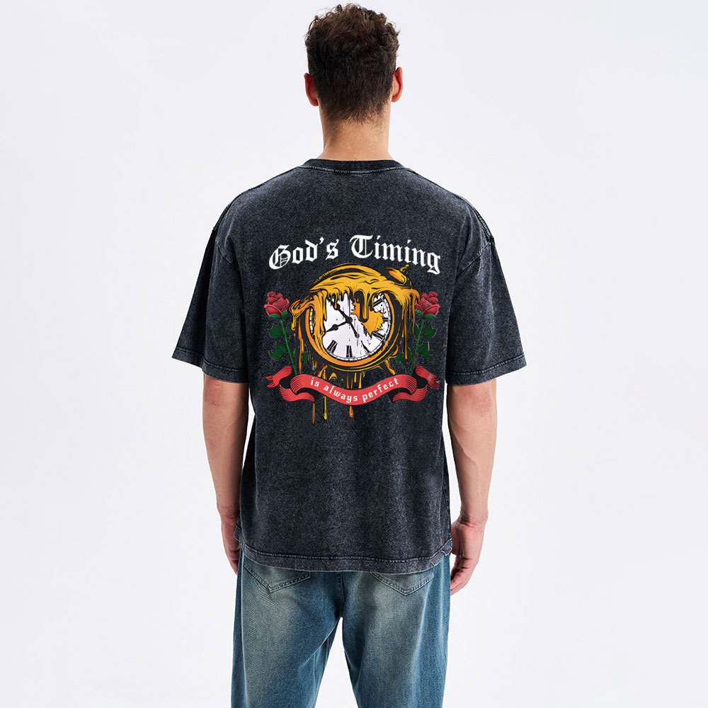 God's Timing Chrsitian Washed T-Shirt 