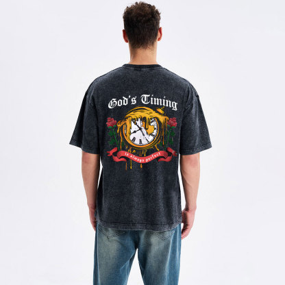 God's Timing Chrsitian Washed T-Shirt 