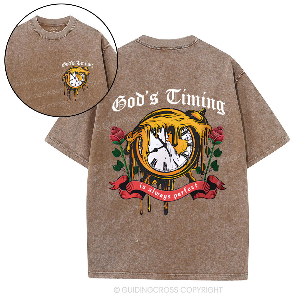God's Timing Chrsitian Washed T-Shirt 