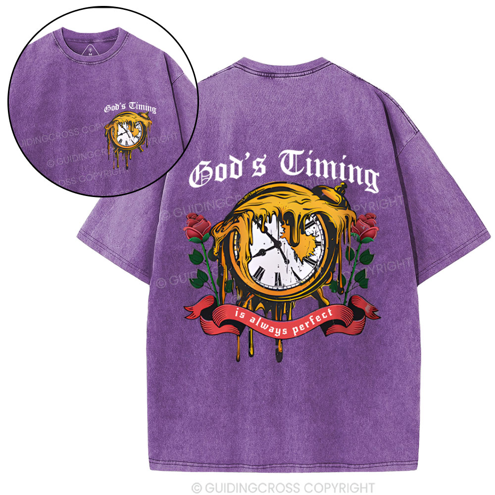 God's Timing Chrsitian Washed T-Shirt 