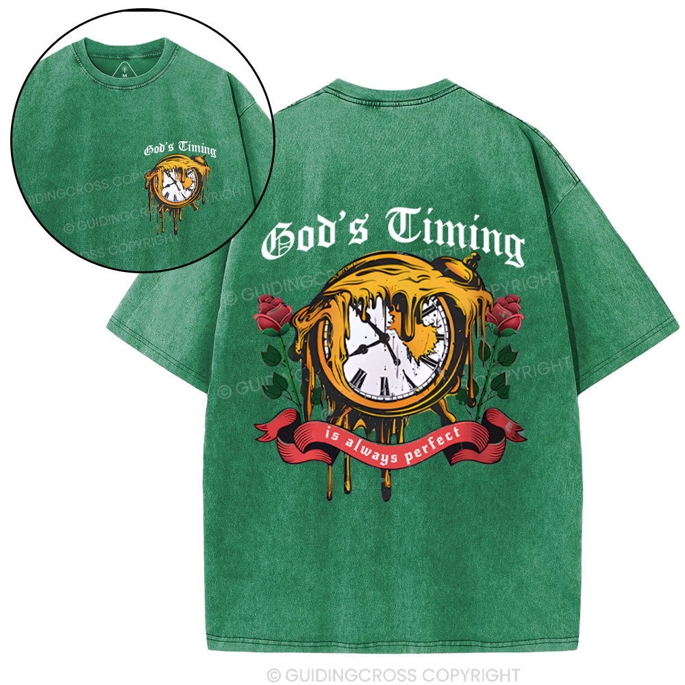 God's Timing Chrsitian Washed T-Shirt 