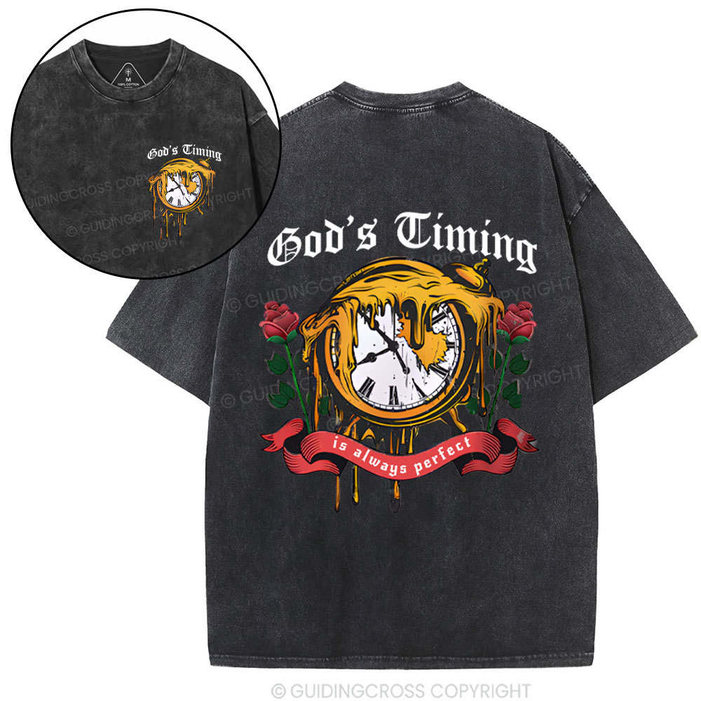 God's Timing Chrsitian Washed T-Shirt 