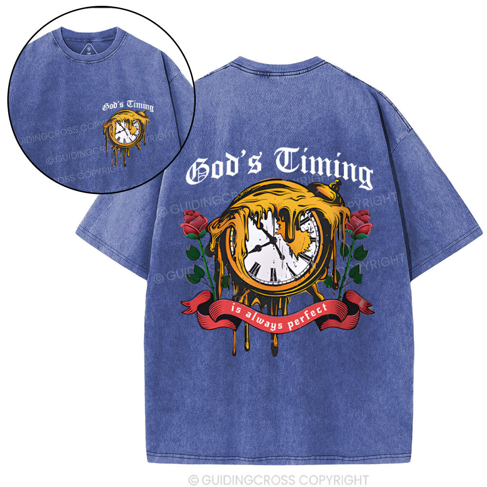 God's Timing Chrsitian Washed T-Shirt 