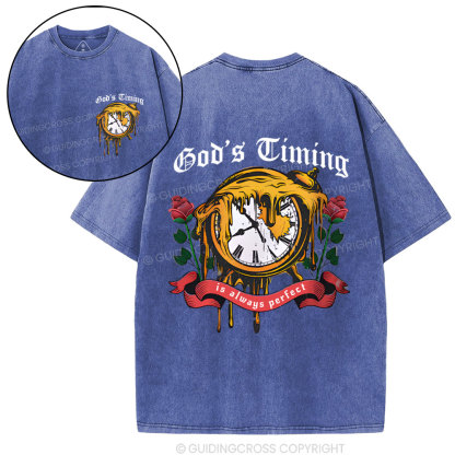 God's Timing Chrsitian Washed T-Shirt 