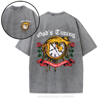God's Timing Chrsitian Washed T-Shirt 
