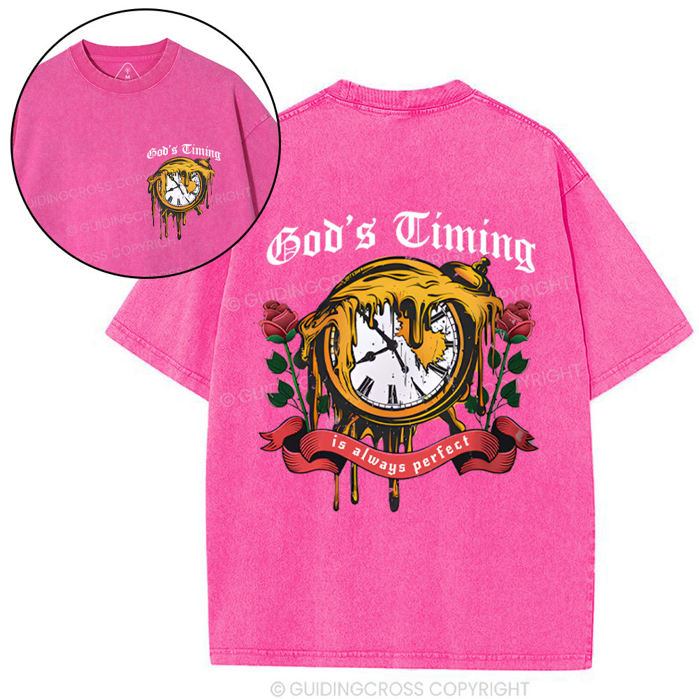 God's Timing Chrsitian Washed T-Shirt 