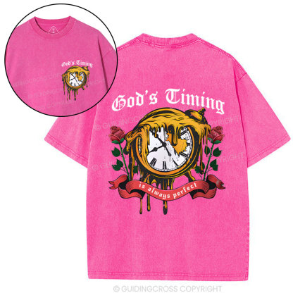God's Timing Chrsitian Washed T-Shirt 