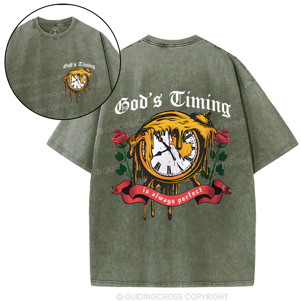 God's Timing Chrsitian Washed T-Shirt 