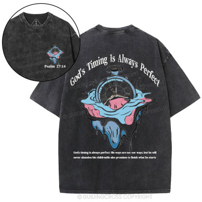 God's Timing Is Always Perfect Christian Washed T-Shirt