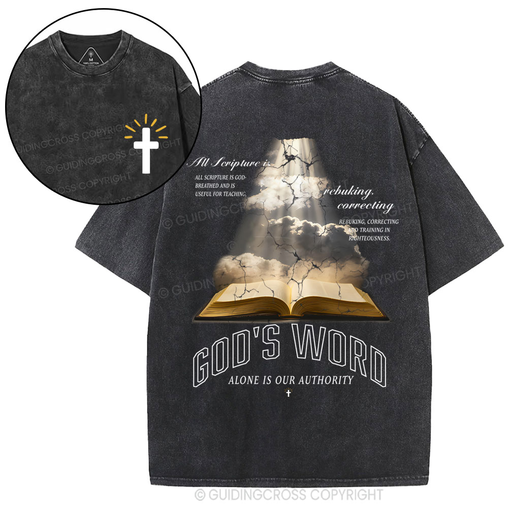 God's Word Alone Is Our Authority Christian Washed T-Shirt