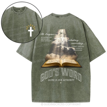 God's Word Alone Is Our Authority Christian Washed T-Shirt