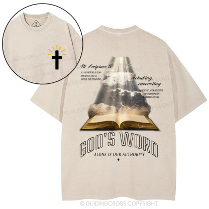 God's Word Alone Is Our Authority Christian Washed T-Shirt
