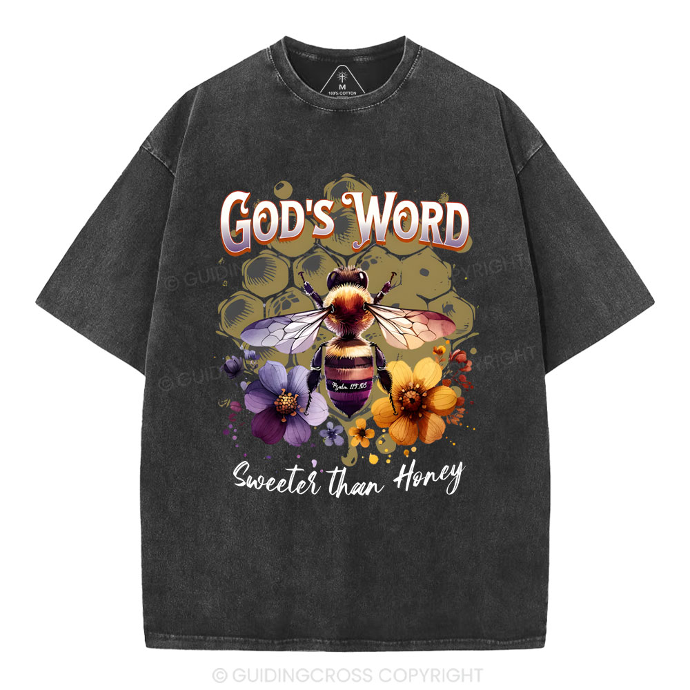 God's Word Sweeter Than Honey Christian Washed T-Shirt